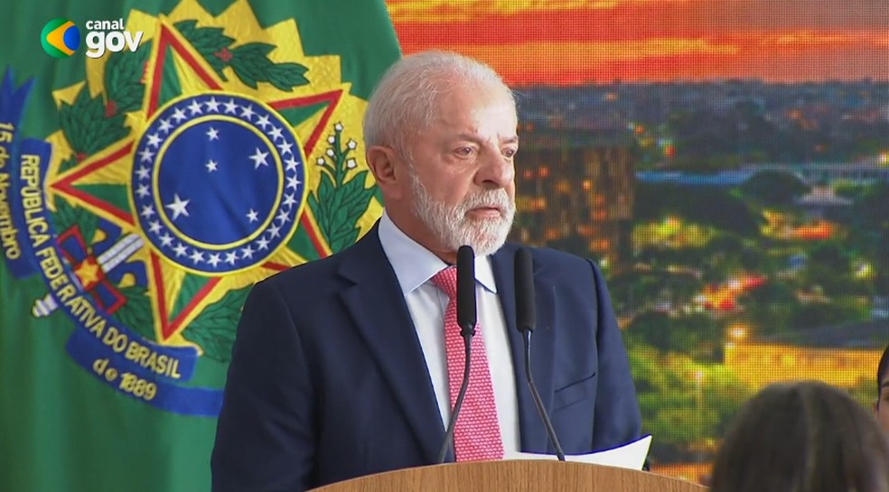 Lula fala no evento dos 3 anos da defesa da democracia — Foto: Reprodução
