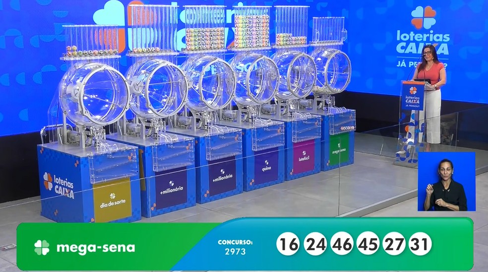 Sorteio da mega 2973 — Foto: Reprodução/Caixa