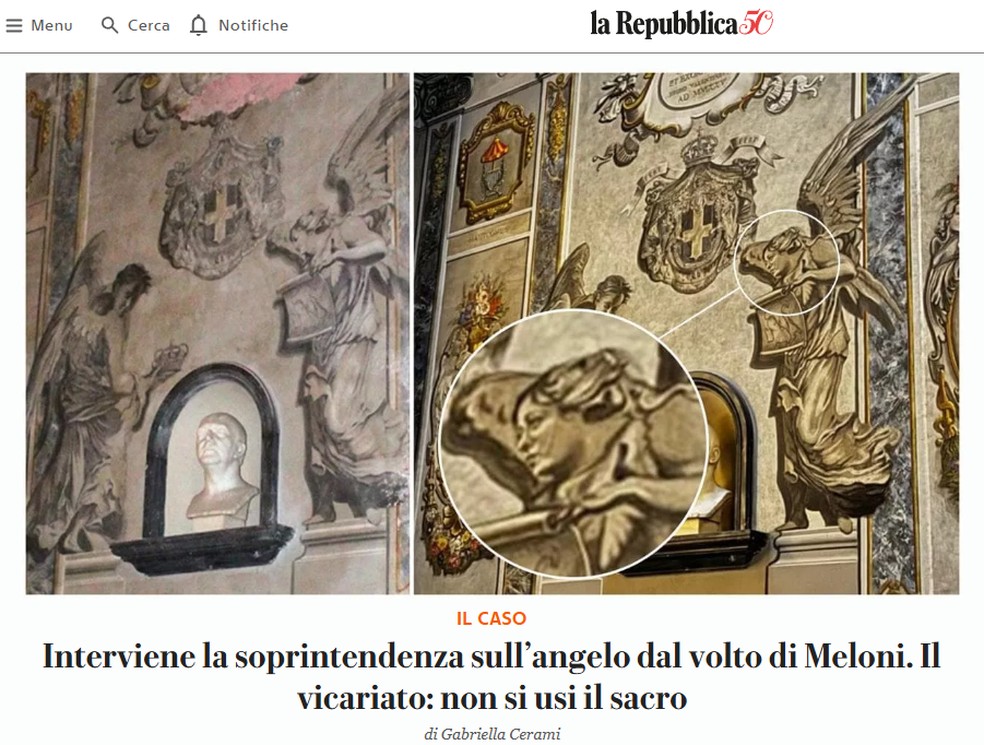 Reportagem do jornal italiano 'La Repubblica' sobre o caso da pintura — Foto: Reprodução/La Repubblica