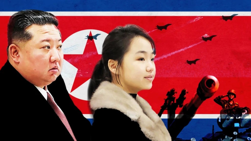 Kim Jong-un e Kim Ju-ae — Foto: BBC