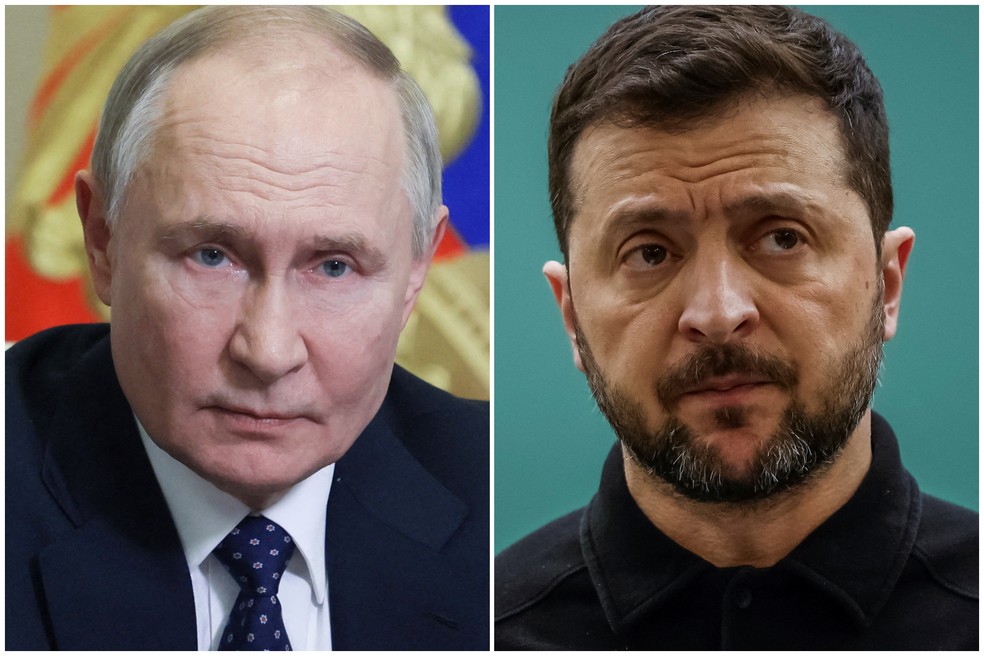 Putin e Zelensky — Foto: Sputnik/Mikhail Metzel/Pool via Reuters; Reuters/Alina Smutko