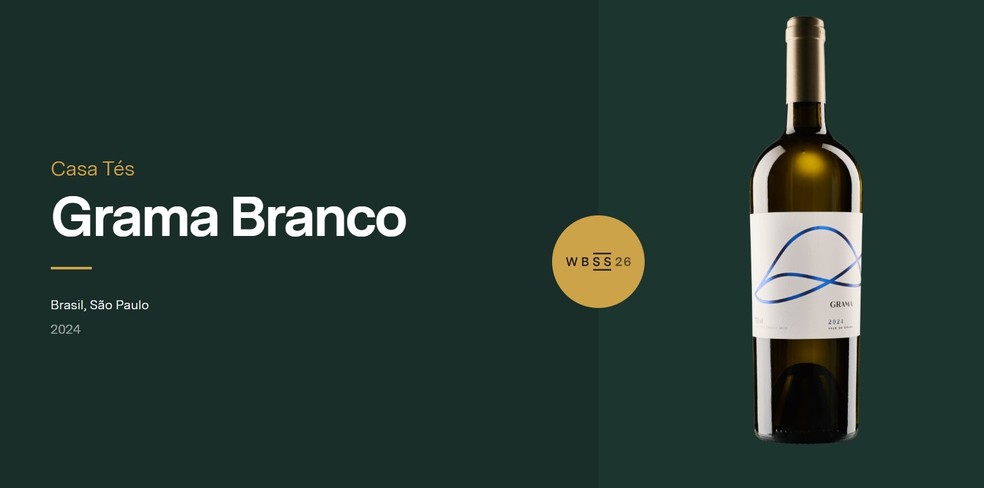 Vinho Casa Tés Grama Branco — Foto: Reprodução/worldsbestsommeliersselection