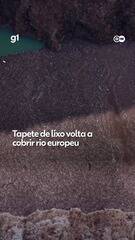 Tapete de lixo volta a cobrir rio europeu