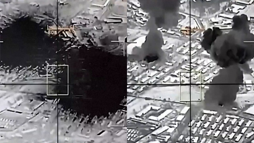 Paquistão divulga imagens de bombardeio a Cabul, capital do Afeganistão, em 27 de fevereiro de 2026. — Foto: Forças Armadas do Paquistão via Reuters