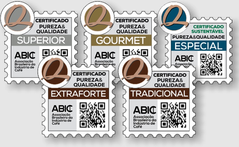 Selos da Associação Brasileira da Indústria de Café (Abic). — Foto: Divulgação