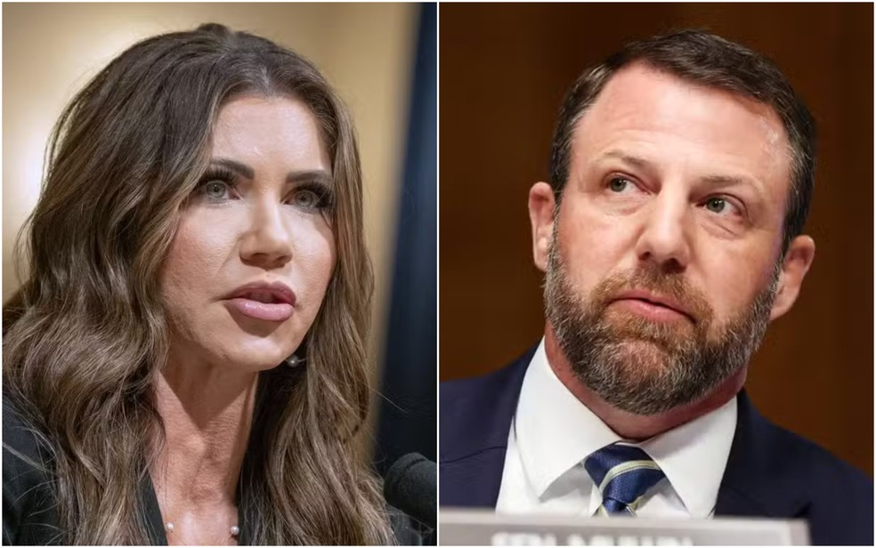 Kristi Noem e Markwayne Mullin — Foto: g1; Reuters