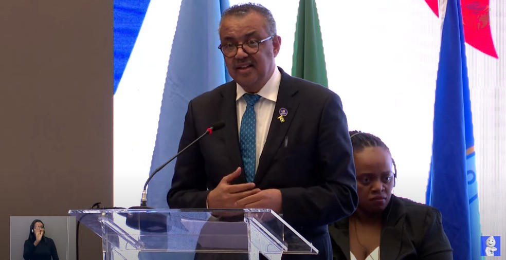 Tedros Adhanom, diretor-geral da OMS em visita ao Brasil — Foto: Reprodução