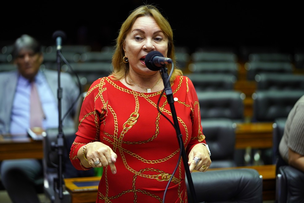 Deputada Gorete Pereira (MDB-CE) suplente em exercício na Câmara dos Deputados em discurso em 2019 — Foto: Pablo Valadares/Câmara dos Deputados