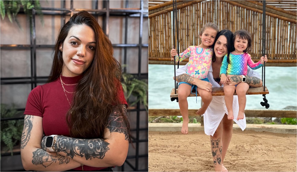 Letícia Lázaro Roque é mãe de duas filhas e foi promovida quando estava grávida e após retornar da licença-maternidade. — Foto: Arquivo Pessoal