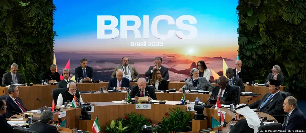 Cúpula do Brics no Rio de Janeiro em 2025 — Foto: Eraldo Peres/AP/dpa/picture alliance