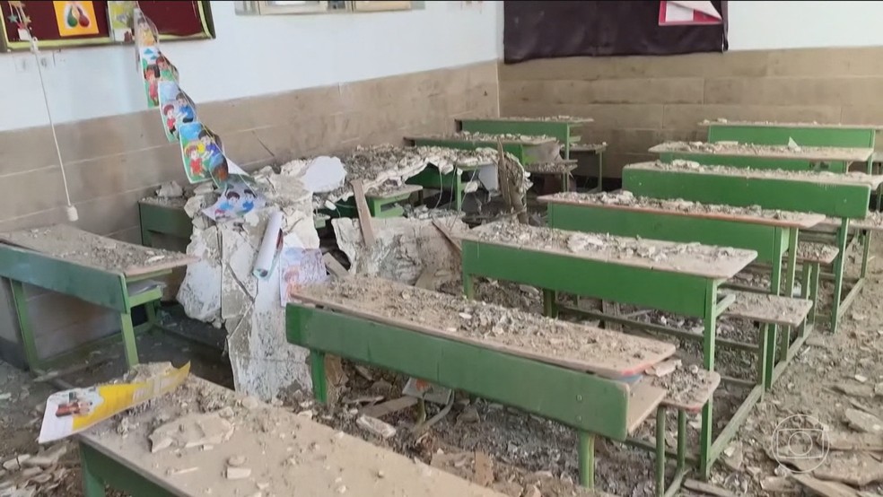 Ataque contra uma escola primária para meninas no sul do Irã — Foto: Jornal Nacional/ Reprodução