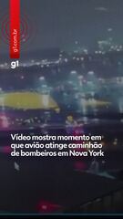 Vídeo mostra momento em que avião atinge caminhão de bombeiros em Nova York