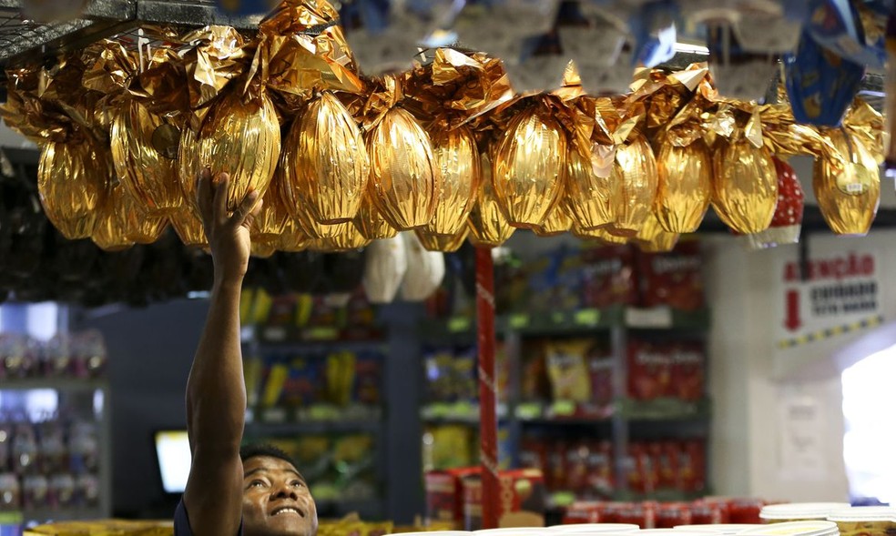 Comércio de ovos de Páscoa; supermercado; vendas; mercado; chocolate — Foto: Marcelo Camargo/Agência Brasil