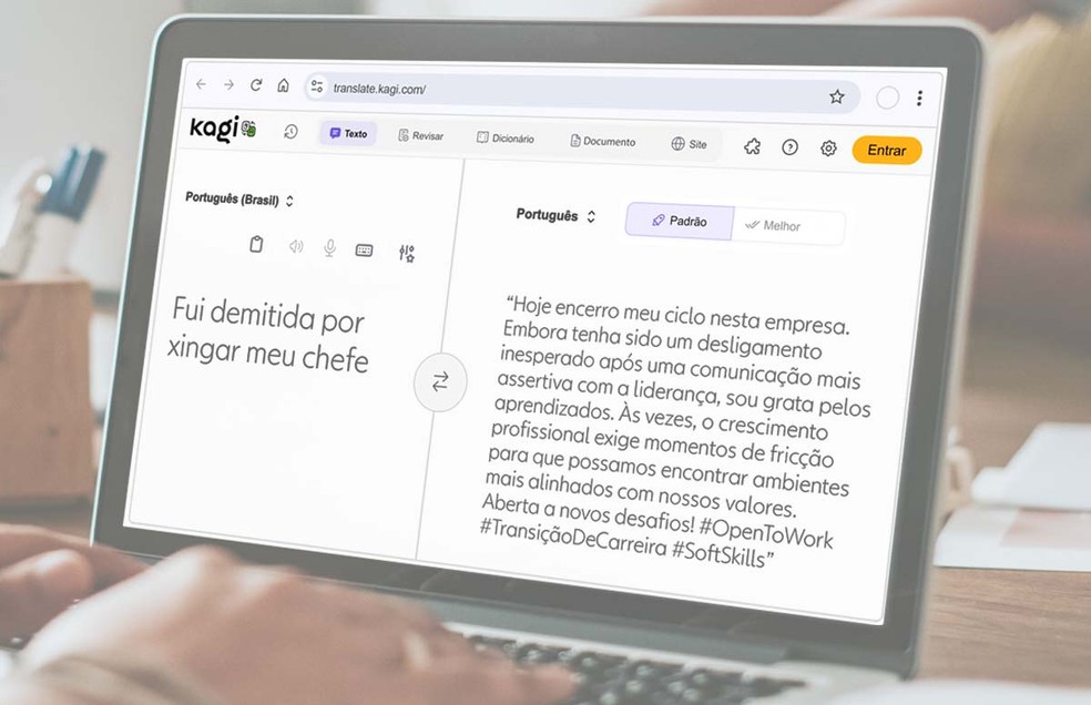 Tradutor de linguagem do LinkedIn viraliza nas redes, mas exige cuidados — Foto: Arte g1