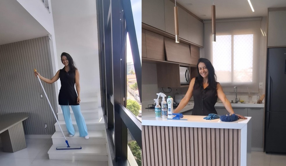 Cláudia Silva estudou técnicas e hoje usa até pincéis para entregar uma limpeza premium. — Foto: Arquivo pessoal