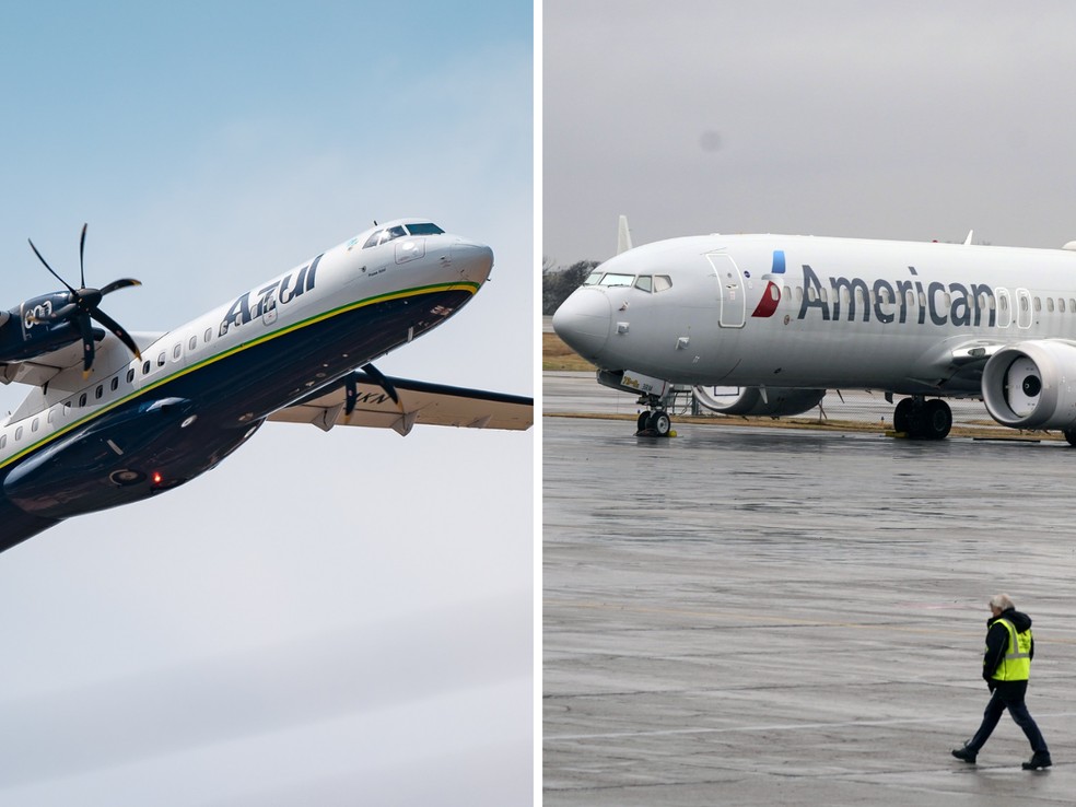 Aviões da Azul e da American Airlines — Foto: Azul/Divulgação/AP