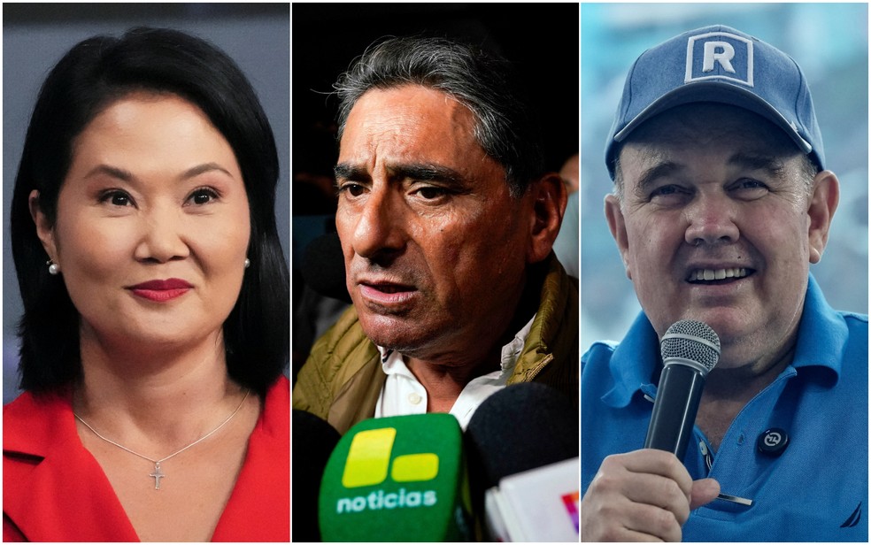 Keiko Fujimori, Carlos Álvarez e Rafael Lopez Aliaga — Foto: Reuters/Angela Ponca; Reuters/Leslie Moreno; Reuters/Angela Ponce