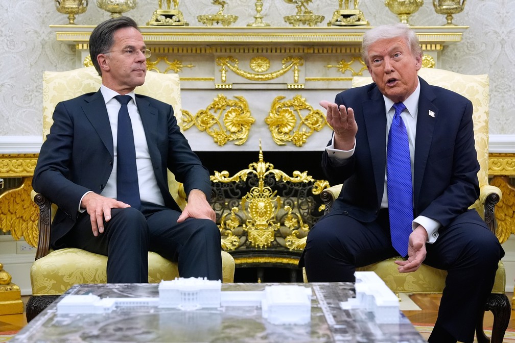 Foto de arquivo: Trump se reúne com Mark Rutte na Casa Branca, em 22 de outubro de 2025 — Foto: AP Photo/Alex Brandon