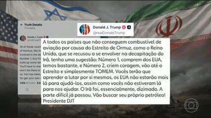 Trump sugere que aliados busquem petróleo no Esteiro de Ormuz à força