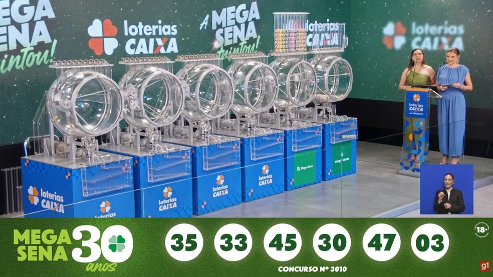Resultado do concurso 3010 da Mega-Sena — Foto: Reprodução