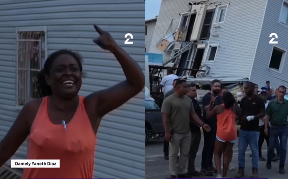 Moradora de La Guaira confronta filho de Maduro após terremoto que matou milhares na Venezuela — Foto: Reprodução: TV2