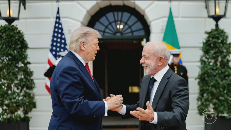 Na Casa Branca, Lula e Donald Trump discutem terras raras, crime organizado e comércio — Foto: Jornal Nacional/ Reprodução
