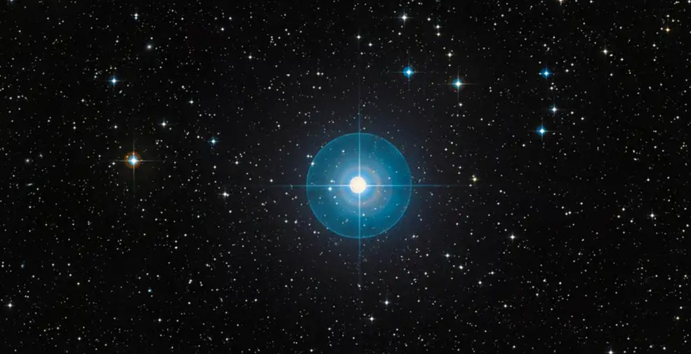 A estrela Beta Pictoris b, fotografada pelo Observatório Europeu do Sul, abriga o gigante gasoso descoberto em 2008 — Foto: European Southern Observatory/AP Photo/picture alliance